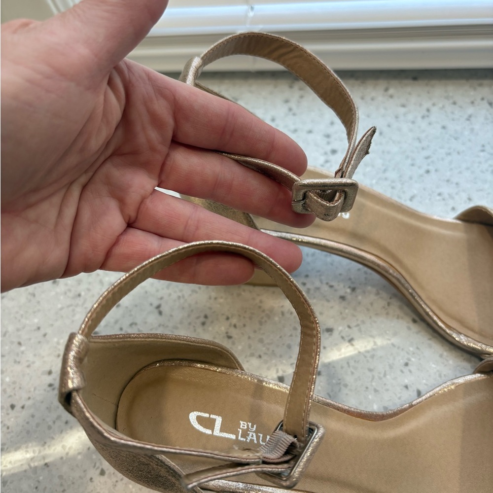 EUC CL by Chinese Laundry Women's Jody Heeled Sandal Glitter Gold- size 10 - Picture 10 of 10